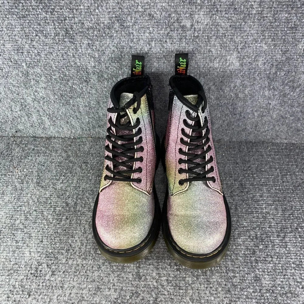 Dr. Martens Boots 1460 Girls 13 Pink Ombre Glitter Lace Up Combat Shoes - Picture 2 of 12